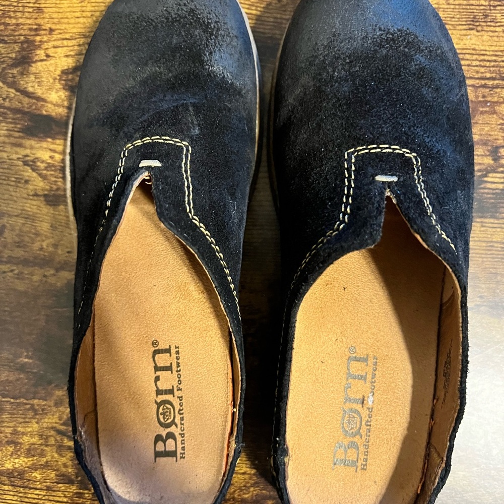 Born Women’s Seana Black Distressed Suede Slip On Clog Mule Size US 8